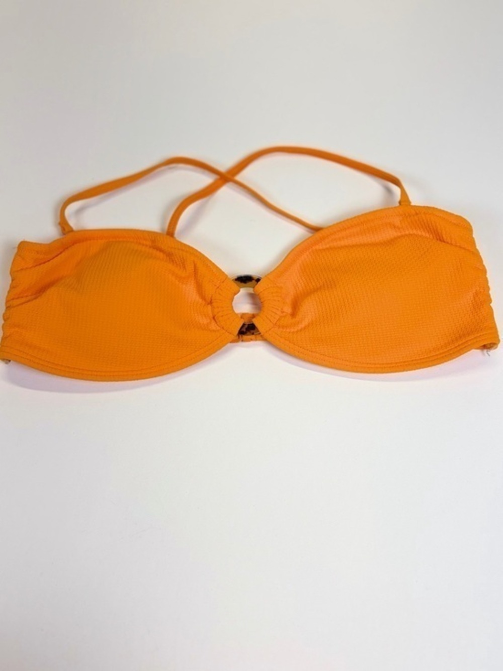 Roxy Orange Bandeau Bikini Top Size Large Tortoise Ring Top